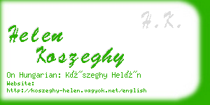 helen koszeghy business card
